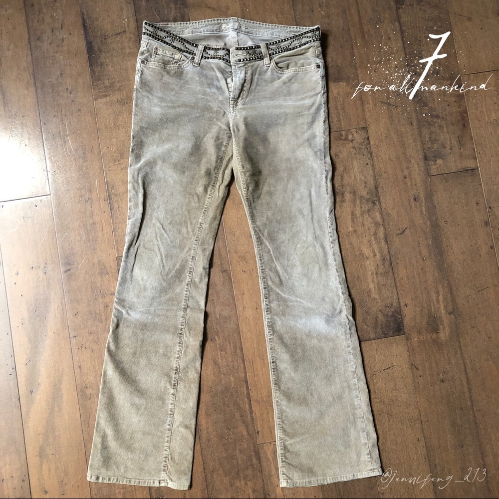 7 For All Mankind Tan Flynt Studded Corduroy Jean - Picture 1 of 4
